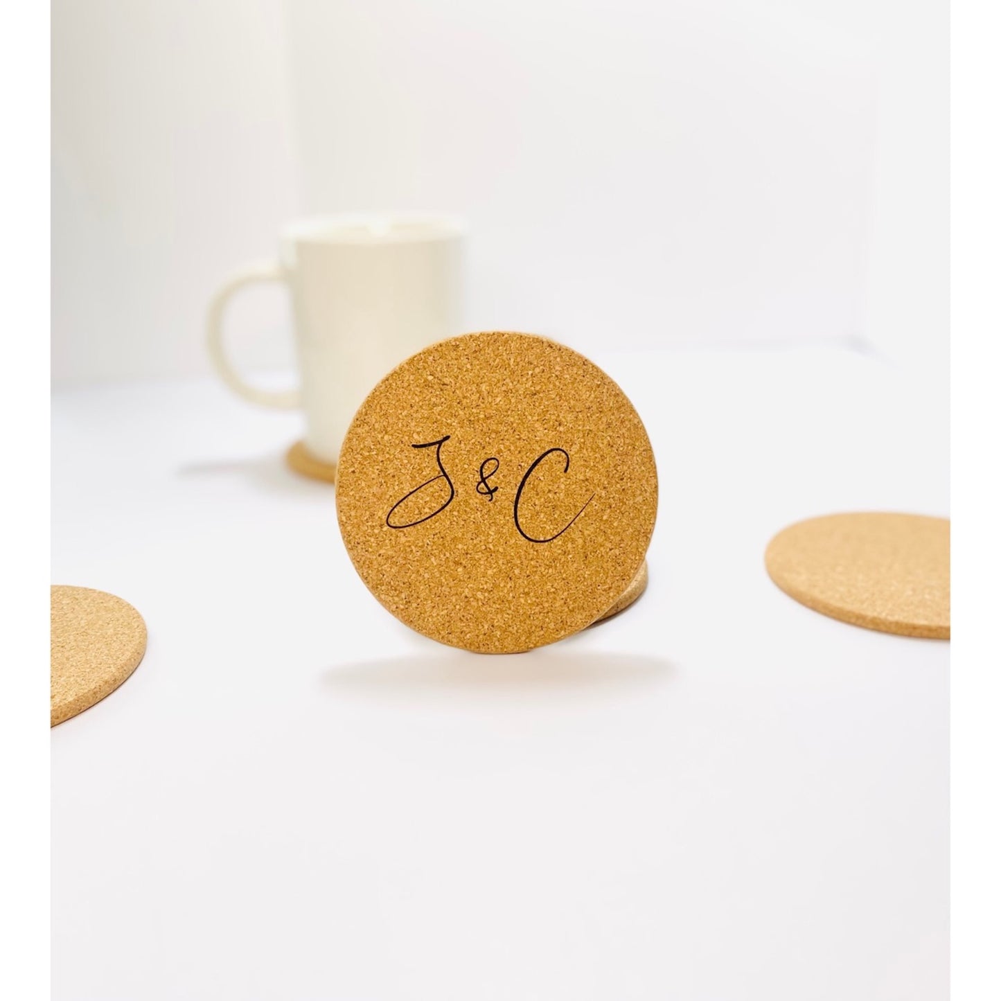 Duet Monogram Coaster Collection – 4 Pieces, Multiple Materials