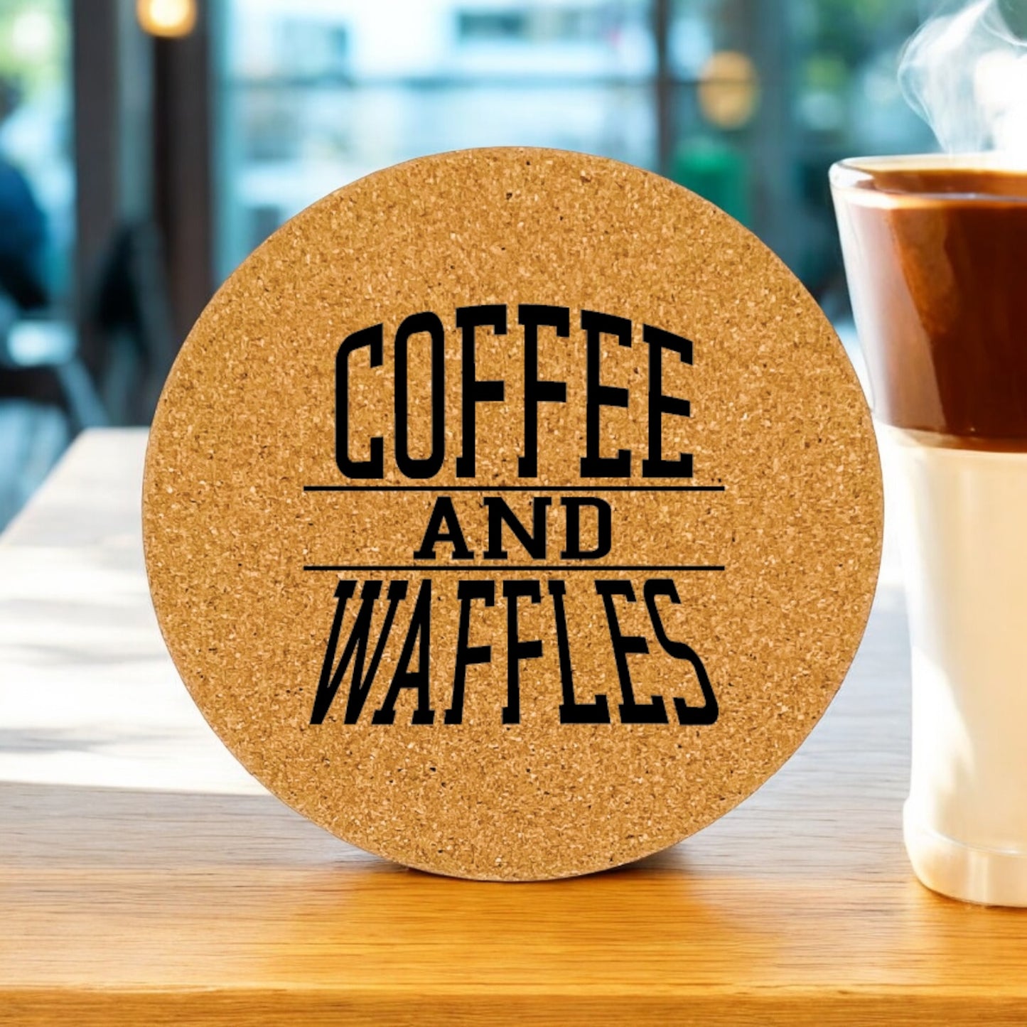 Coffee & Waffles Coaster Collection – 4 Pieces, Multiple Materials