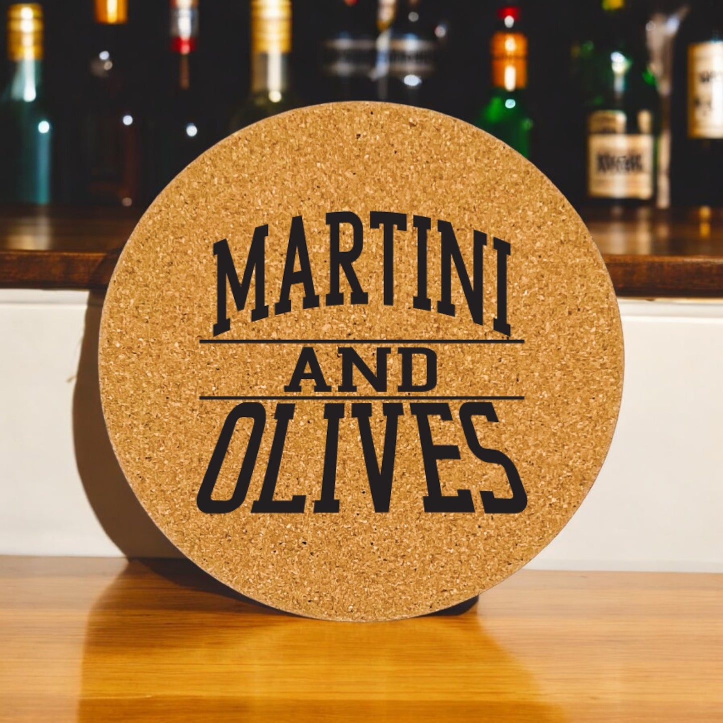 Martini & Olives Coaster Collection – 4 Pieces, Multiple Materials