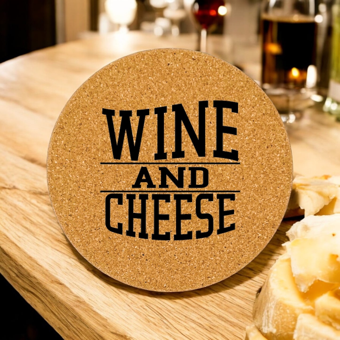 Wine & Cheese Coaster Collection – 4 Pieces, Multiple Materials