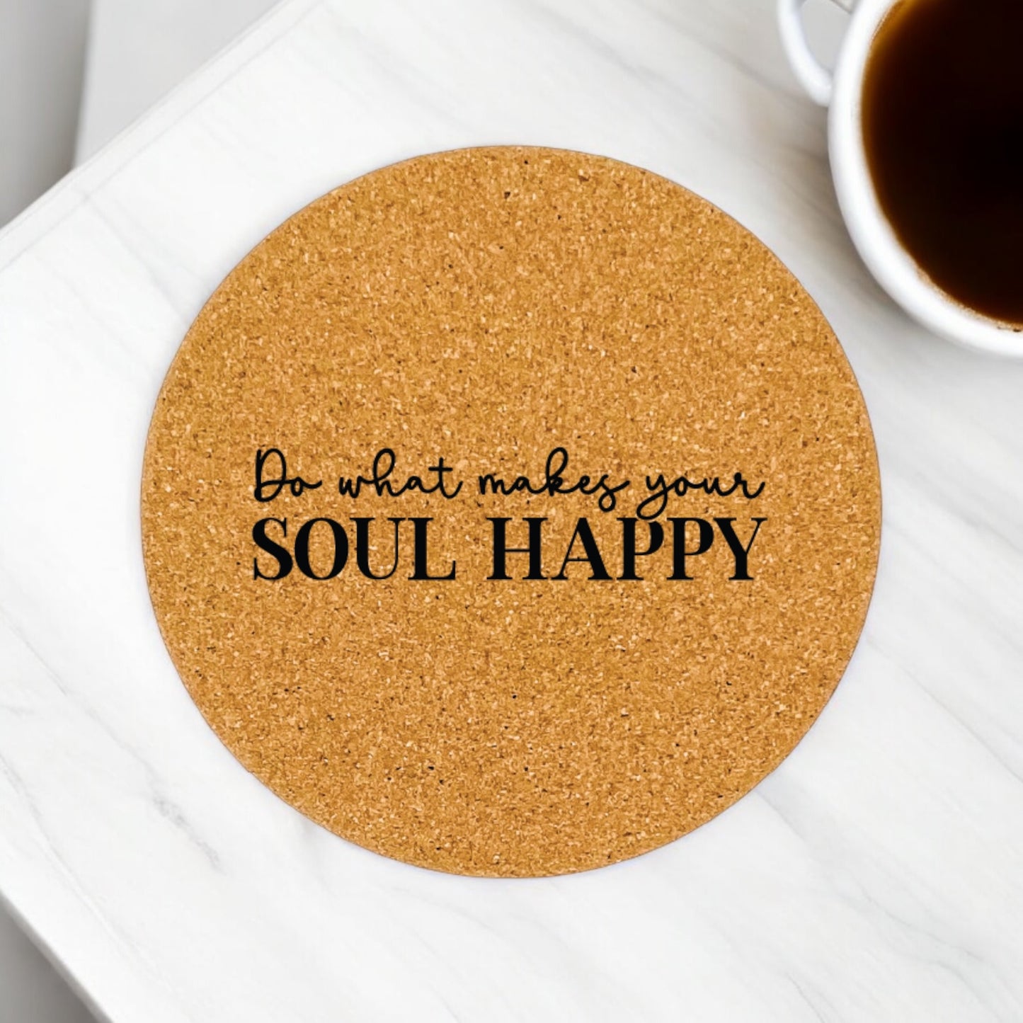 Happy Soul Coaster Collection – 4 Pieces, Multiple Materials