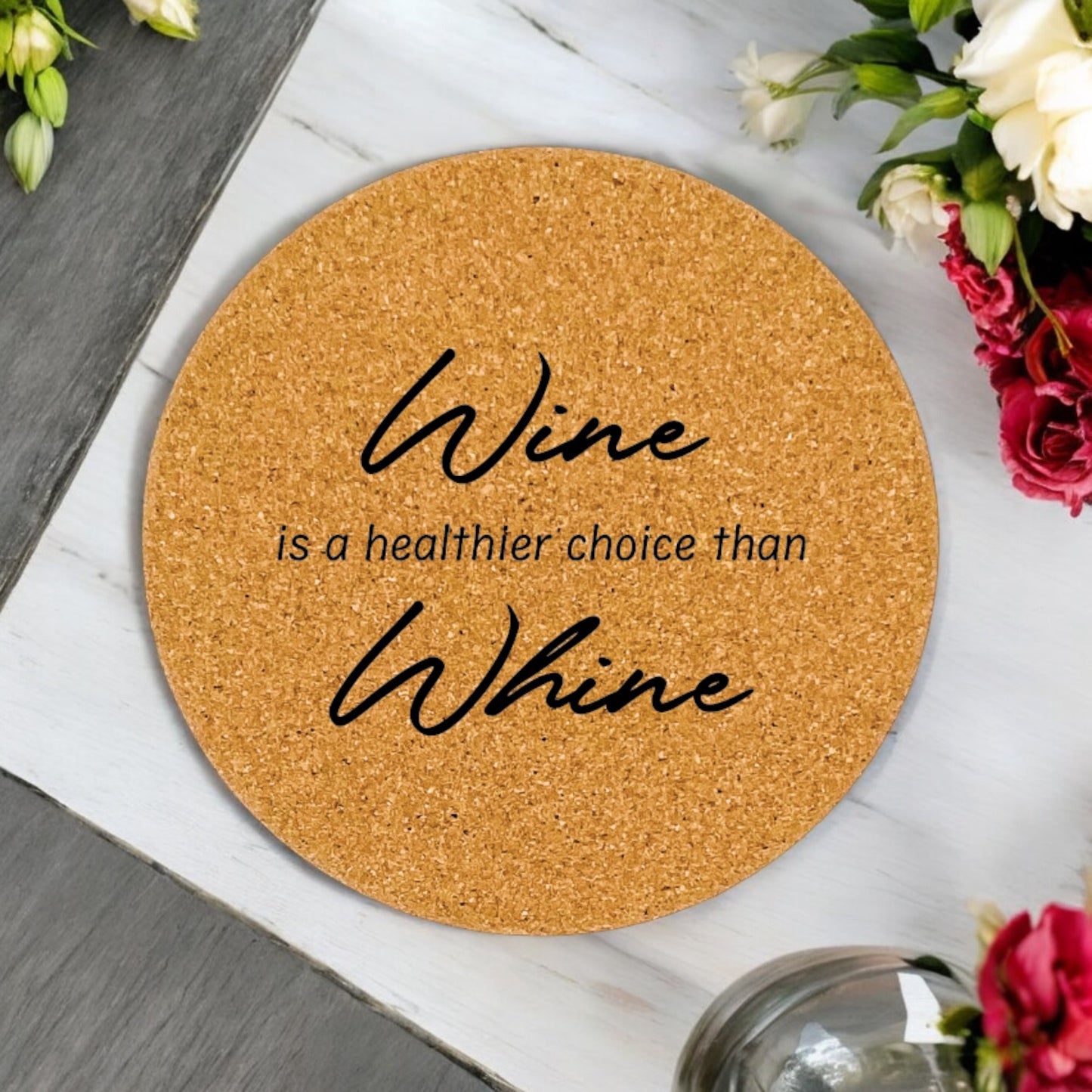 Healthier Choice Wine Coaster Collection – 4 Pieces, Multiple Material