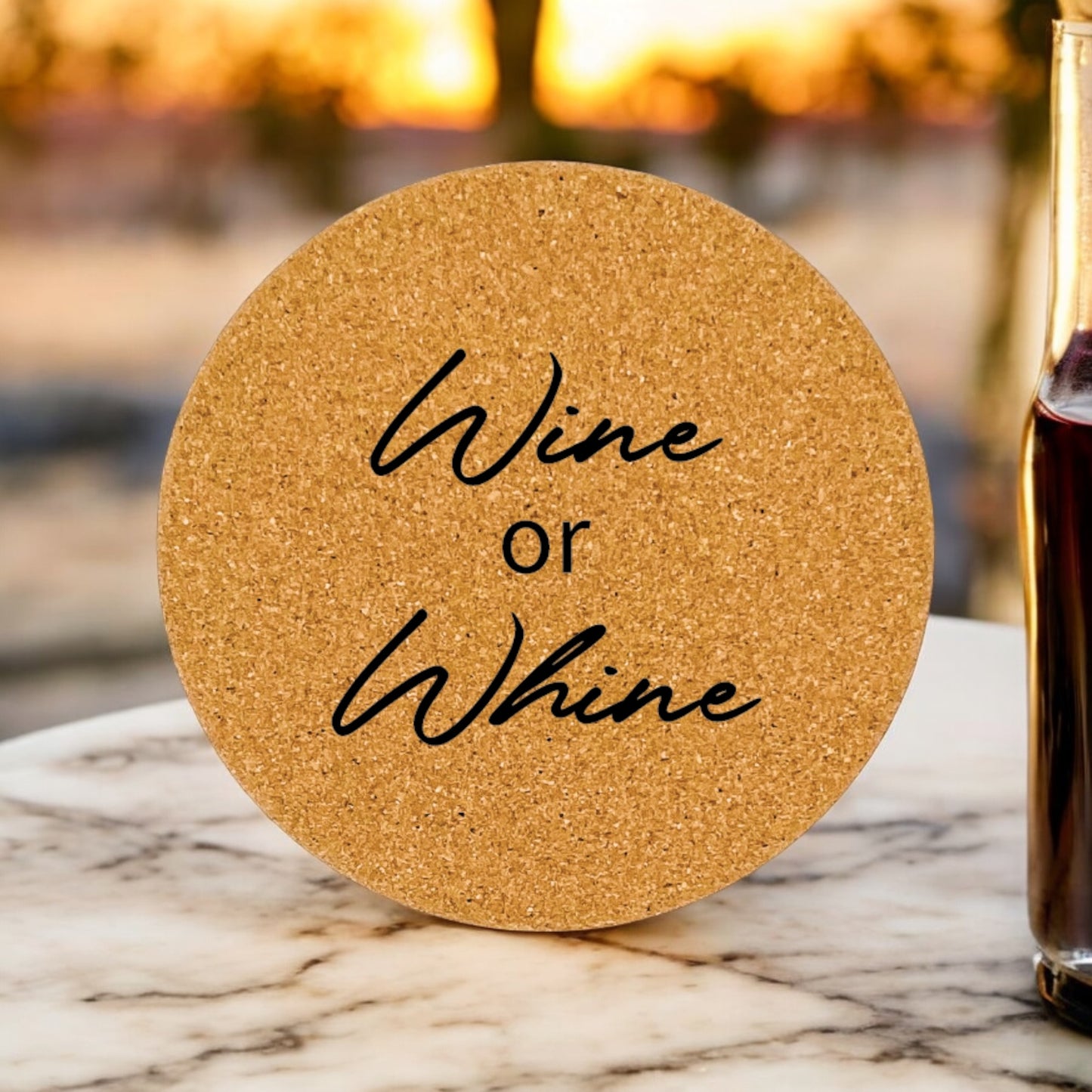Wine or Whine Coaster Collection – 4 Pieces, Multiple Materials