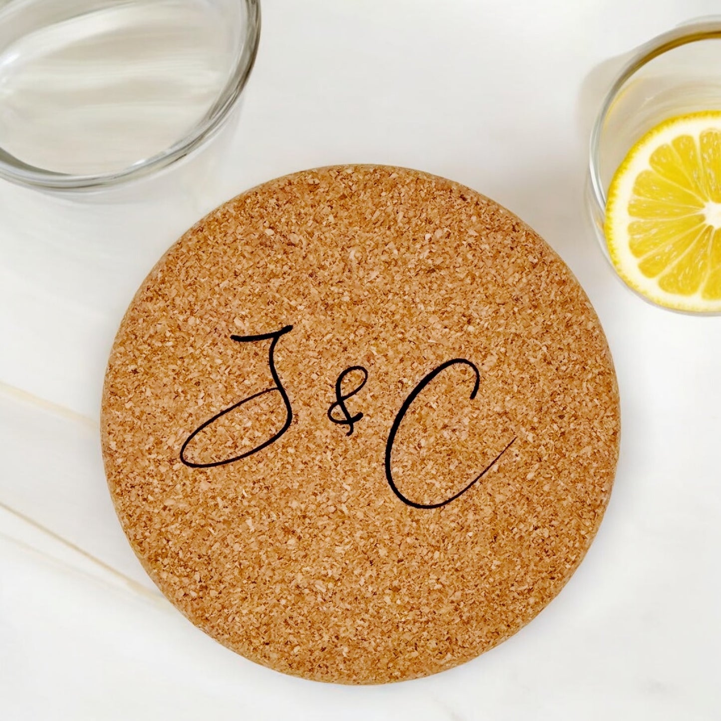 Duet Monogram Coaster Collection – 4 Pieces, Multiple Materials