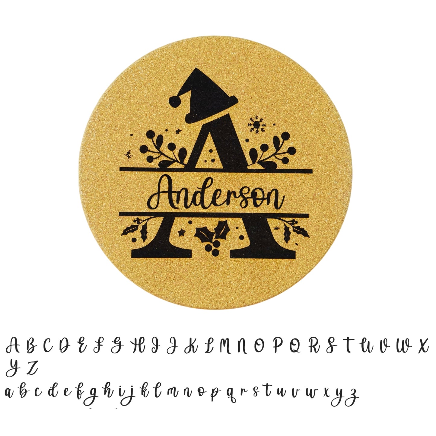Festive Family Christmas Personalized Cork Trivet