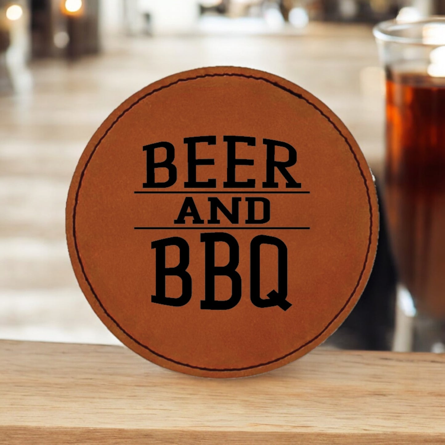 Beer & BBQ Coaster Collection – 4 Pieces, Multiple Materials