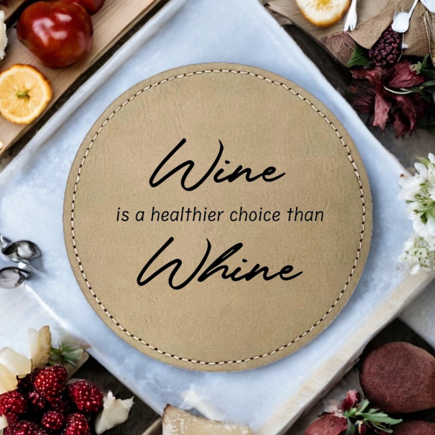 Healthier Choice Wine Coaster Collection – 4 Pieces, Multiple Material