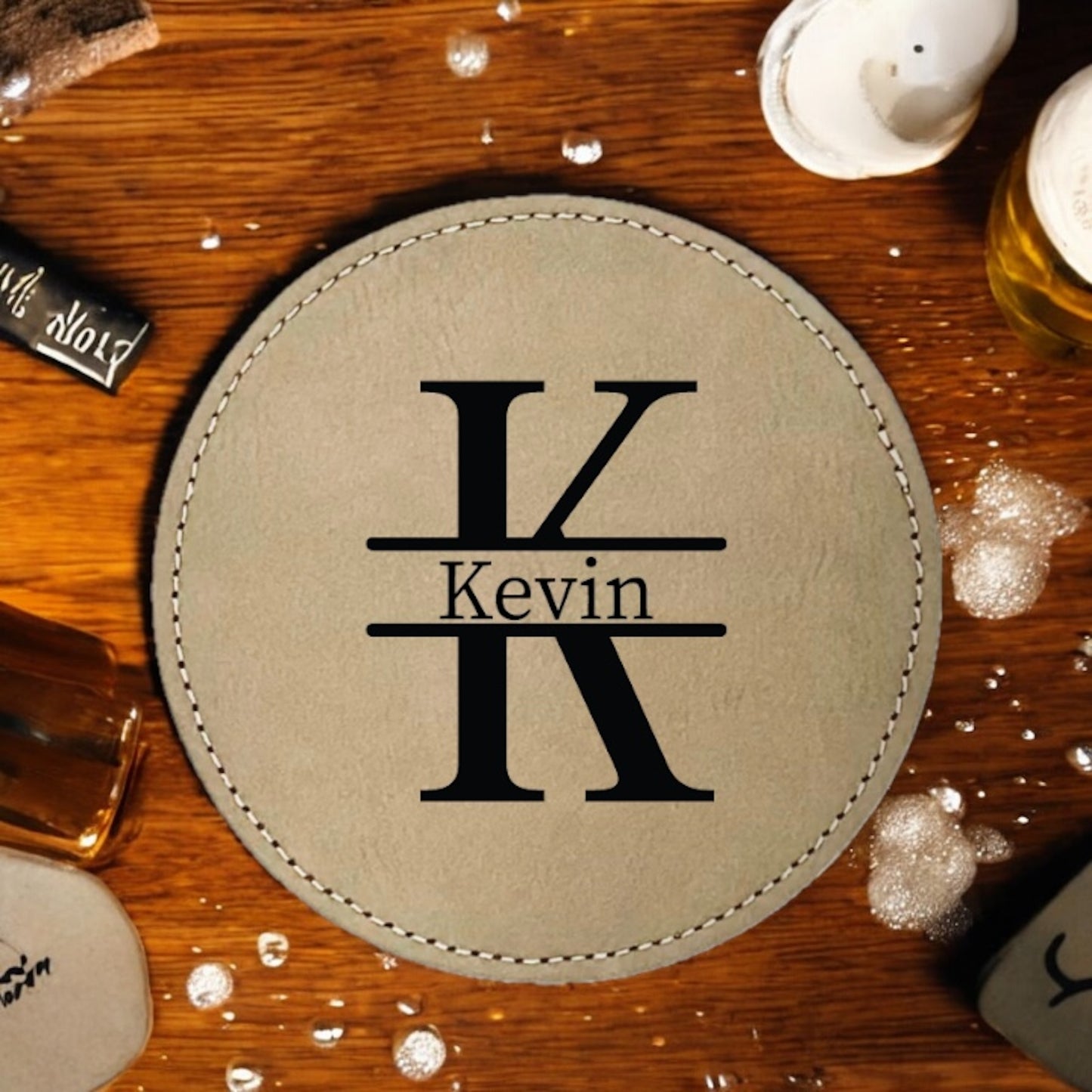 Name Inside Initial Coaster Collection – 4 Pieces, Multiple Materials