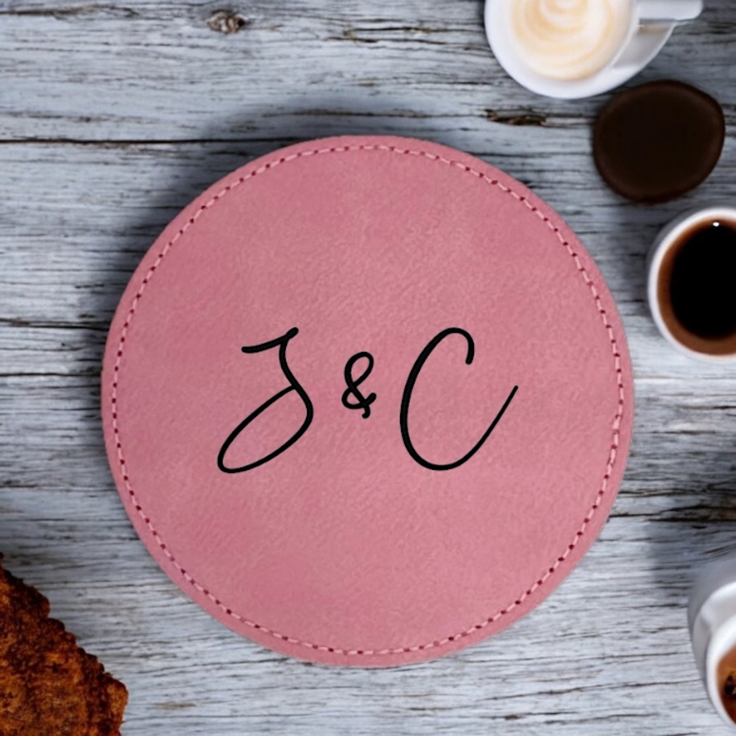 Duet Monogram Coaster Collection – 4 Pieces, Multiple Materials
