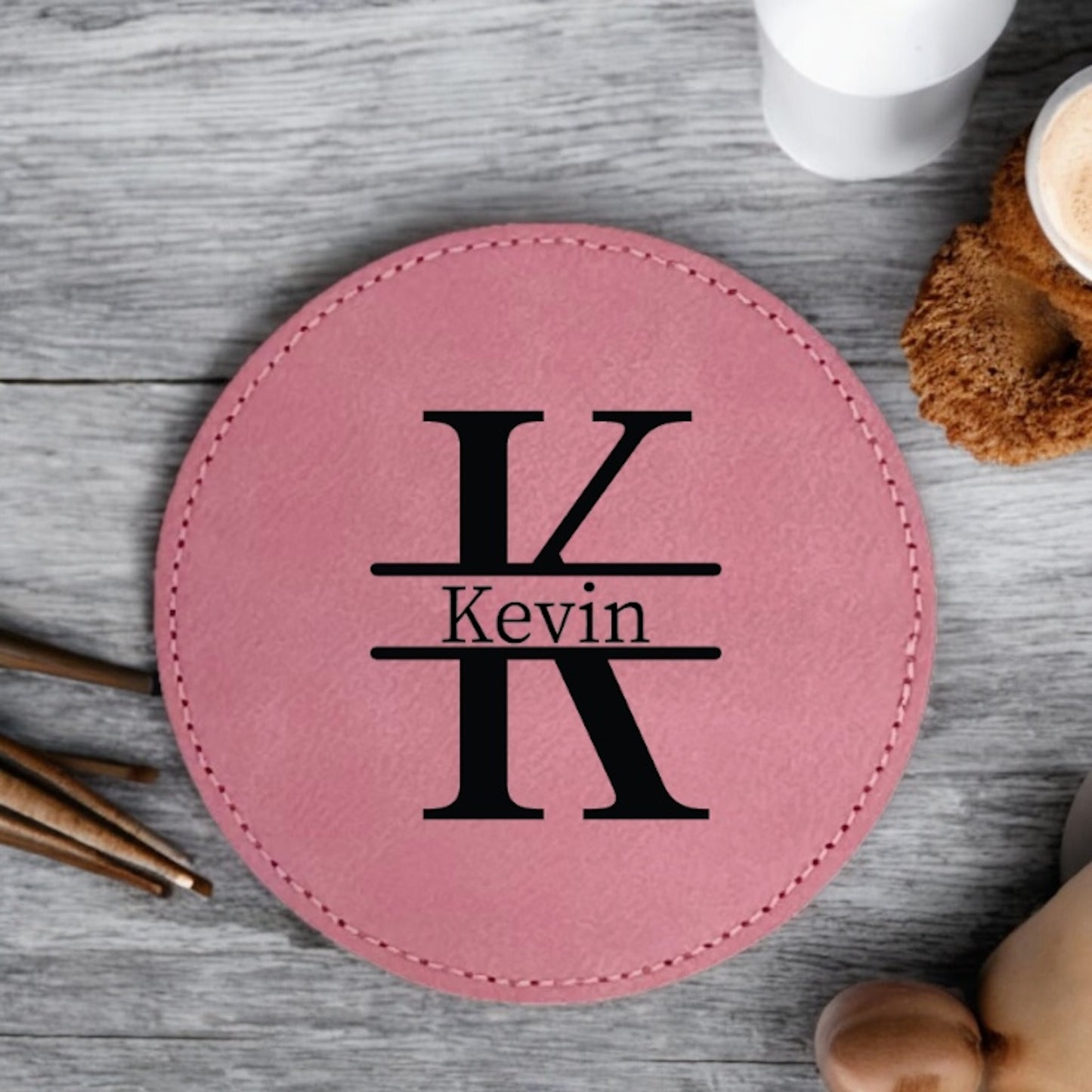 Name Inside Initial Coaster Collection – 4 Pieces, Multiple Materials