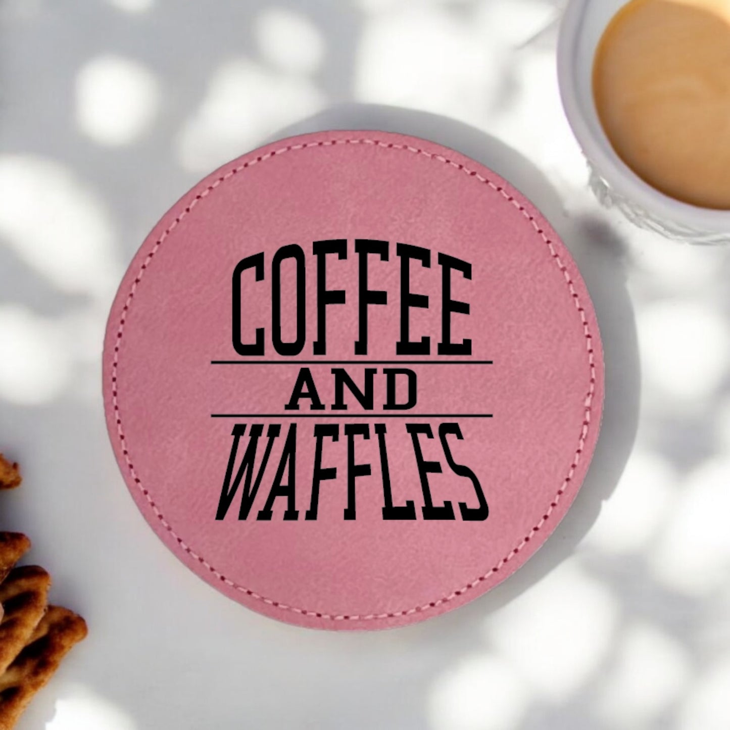 Coffee & Waffles Coaster Collection – 4 Pieces, Multiple Materials