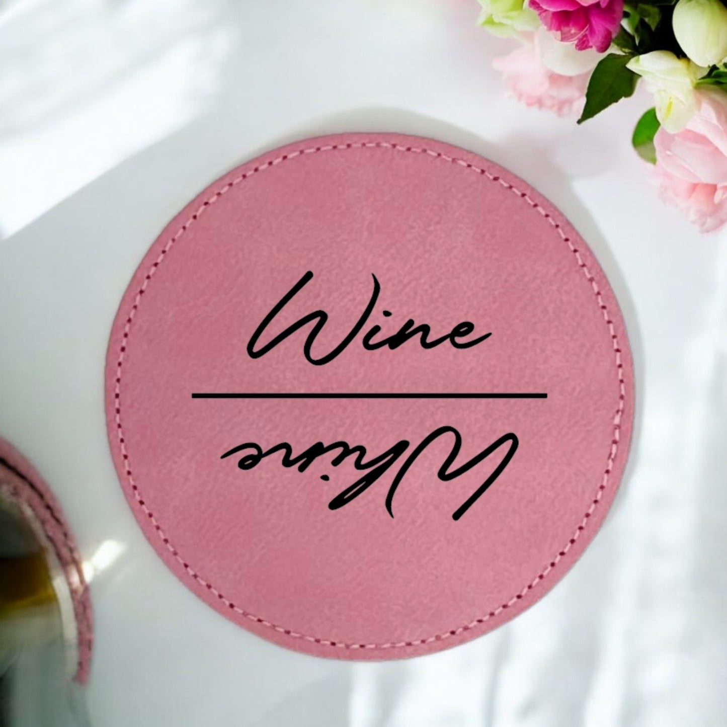 Dual Perspective Wine/Whine Coaster Collection – 4 Pieces, Multiple Materials