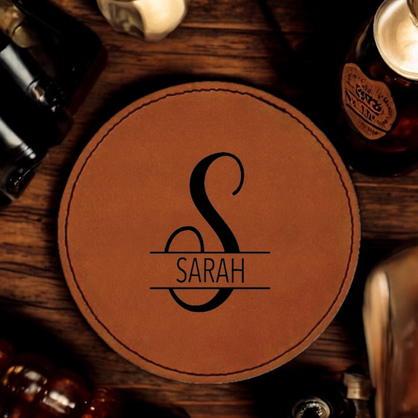 Custom Monogram Coaster Collection – 4 Pieces, Multiple Materials