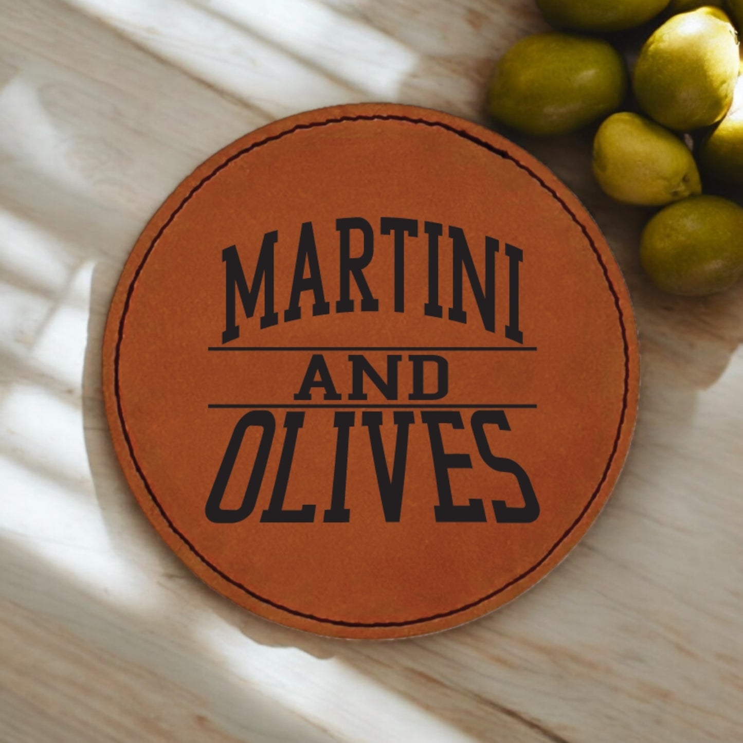 Martini & Olives Coaster Collection – 4 Pieces, Multiple Materials