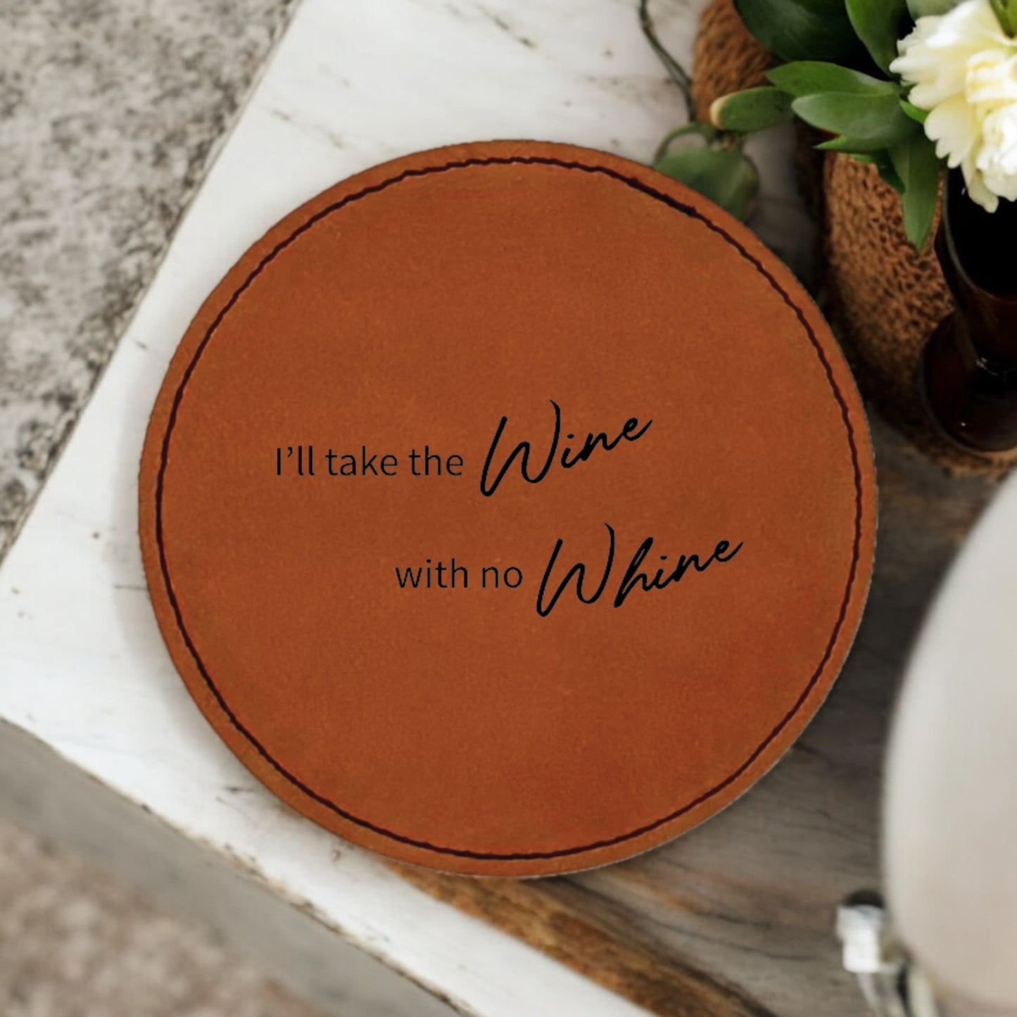 Wine Without Whine Coaster Collection – 4 Pieces, Multiple Materials