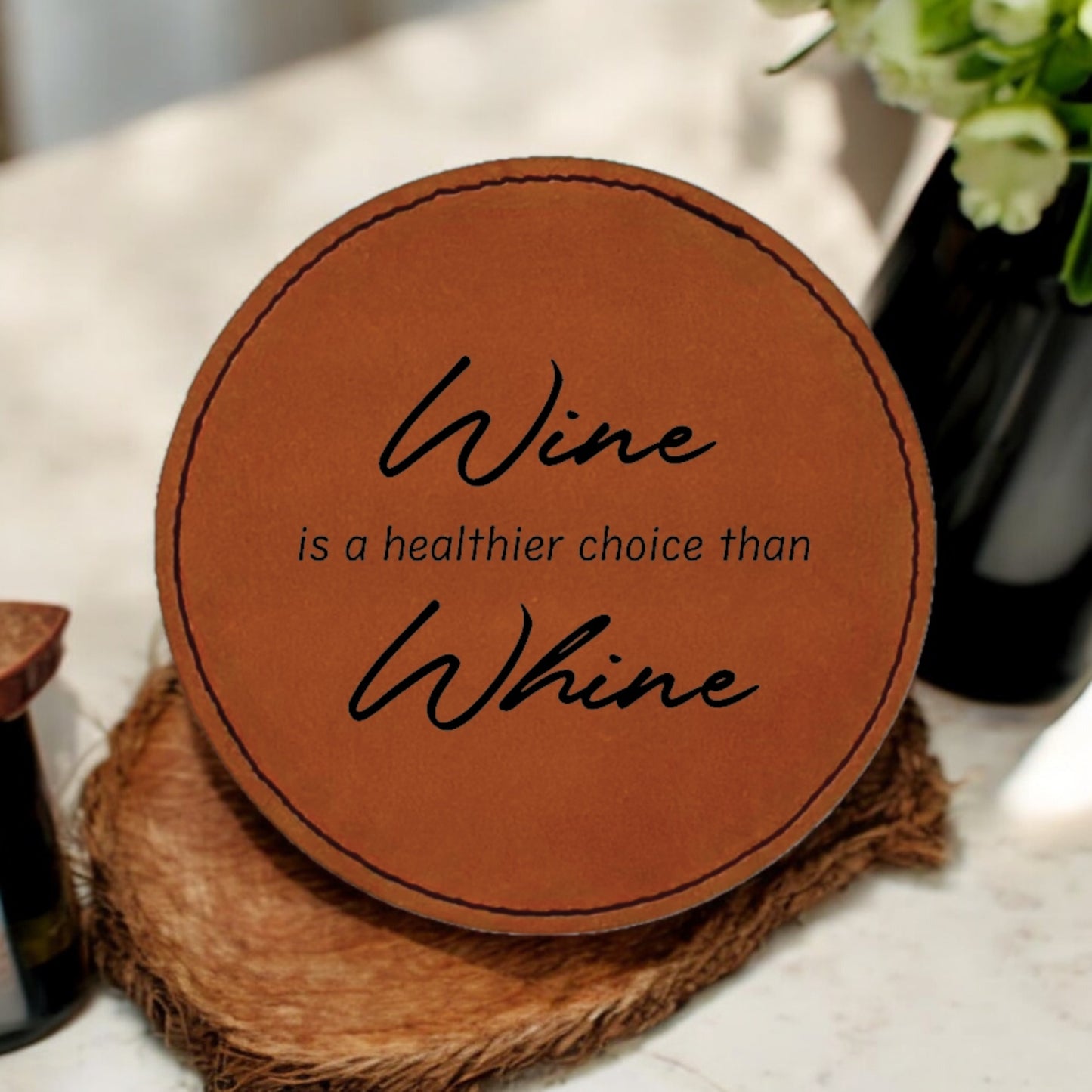 Healthier Choice Wine Coaster Collection – 4 Pieces, Multiple Material