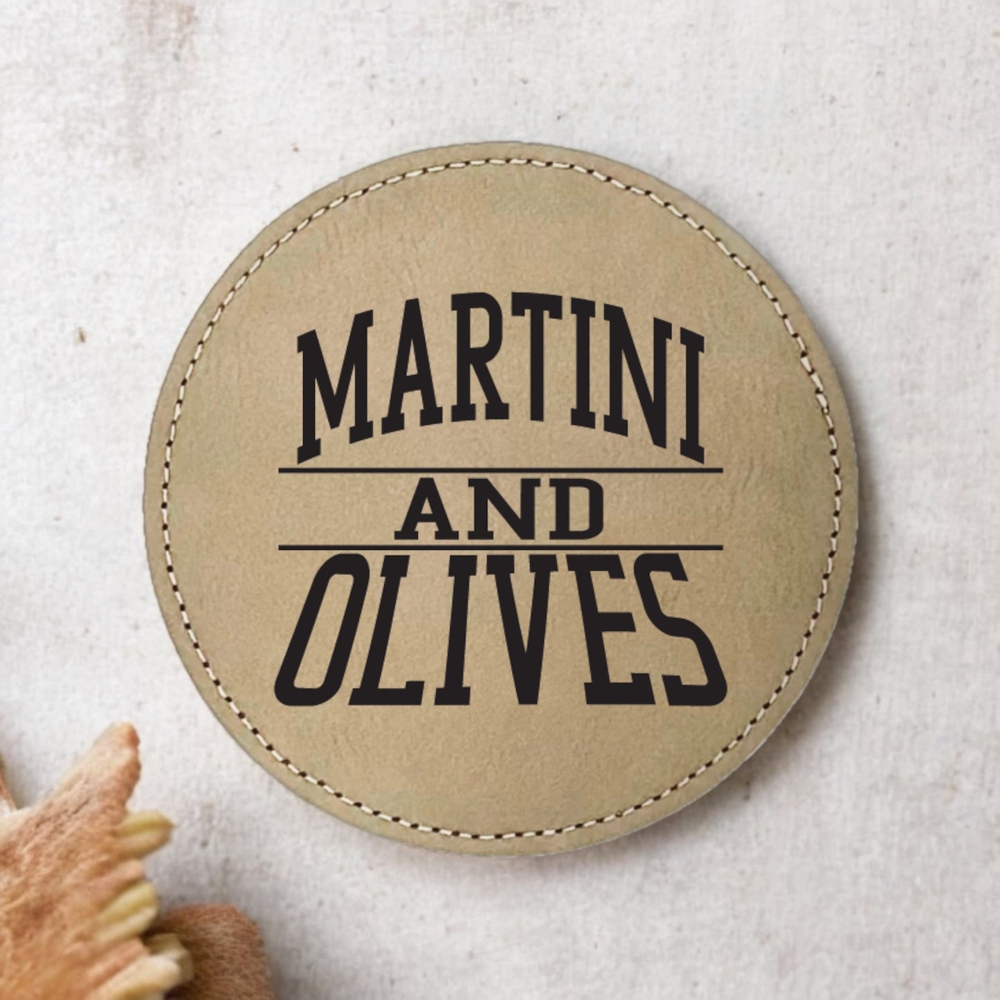 Martini & Olives Coaster Collection – 4 Pieces, Multiple Materials