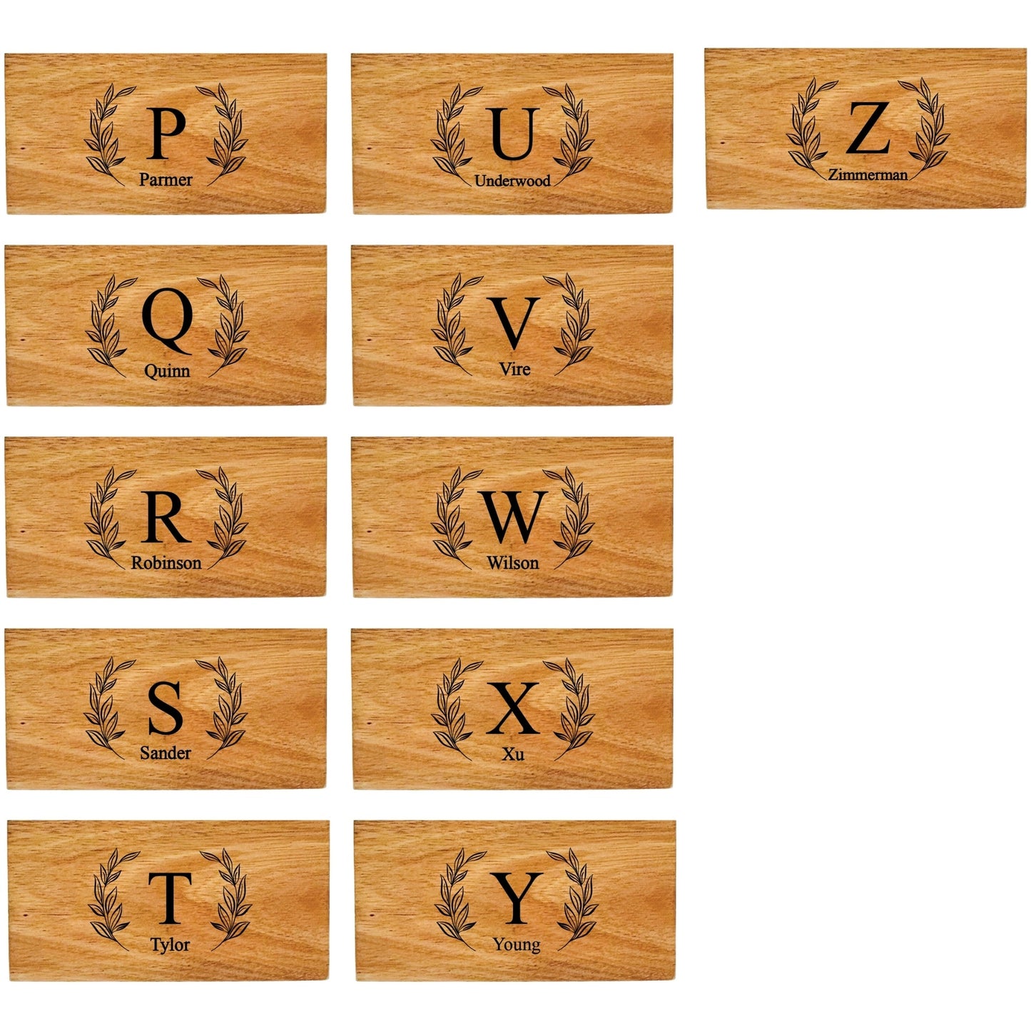 Family Wreath Marble & Wood Coaster Collection – 4 Pieces with Holder