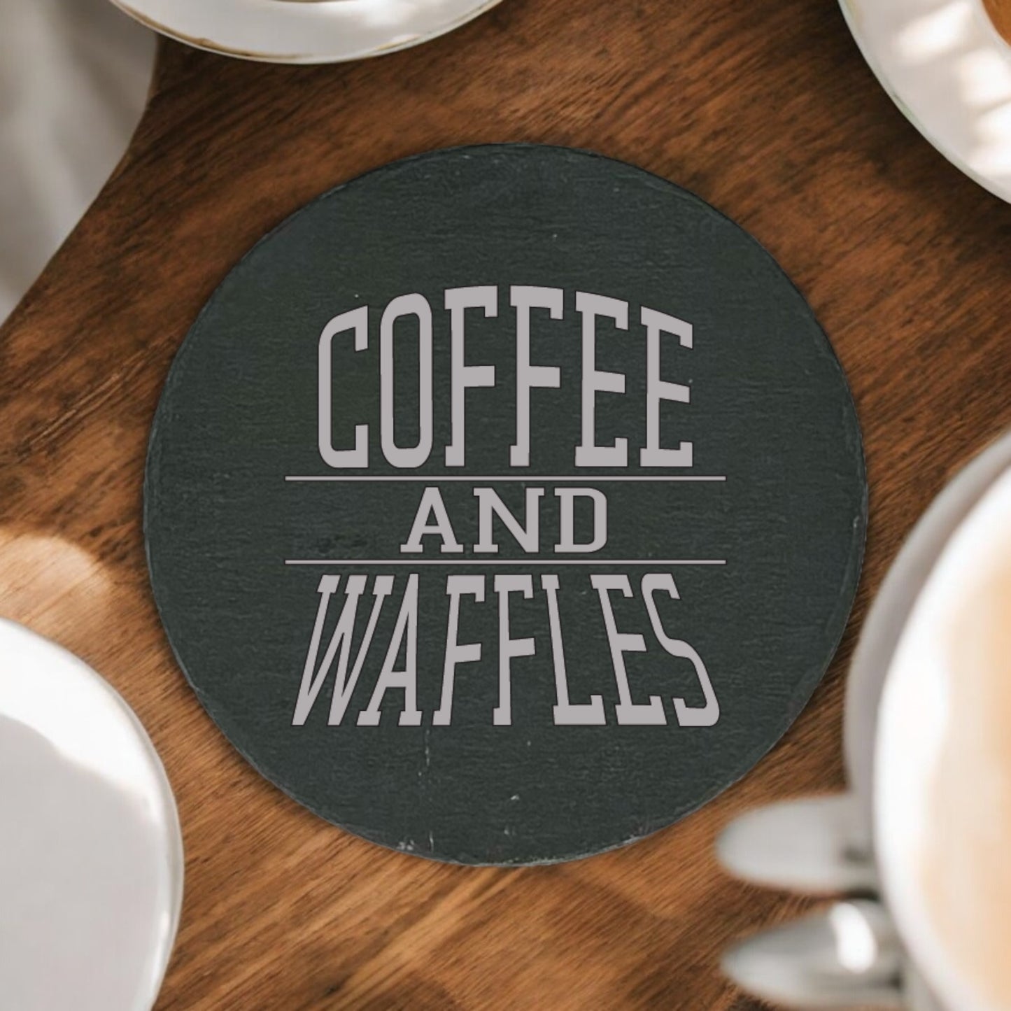 Coffee & Waffles Coaster Collection – 4 Pieces, Multiple Materials