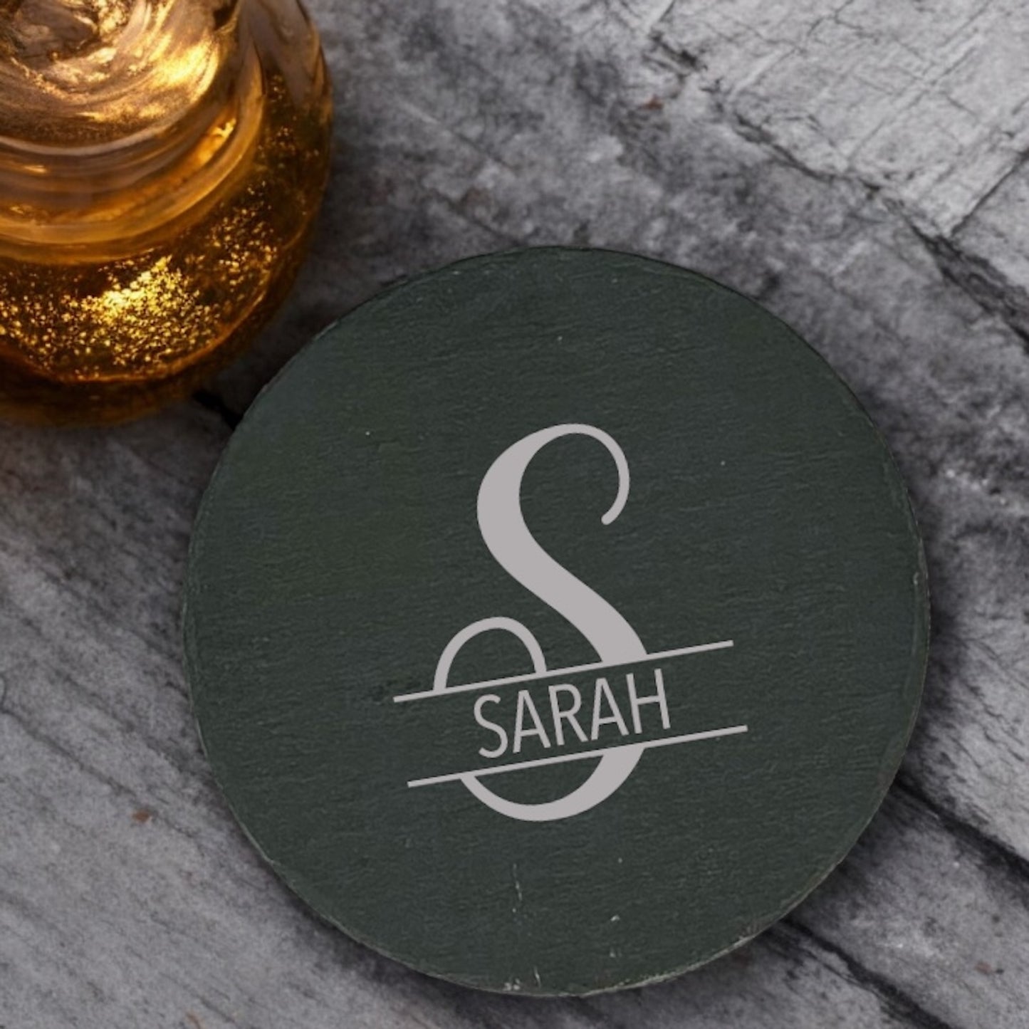 Custom Monogram Coaster Collection – 4 Pieces, Multiple Materials