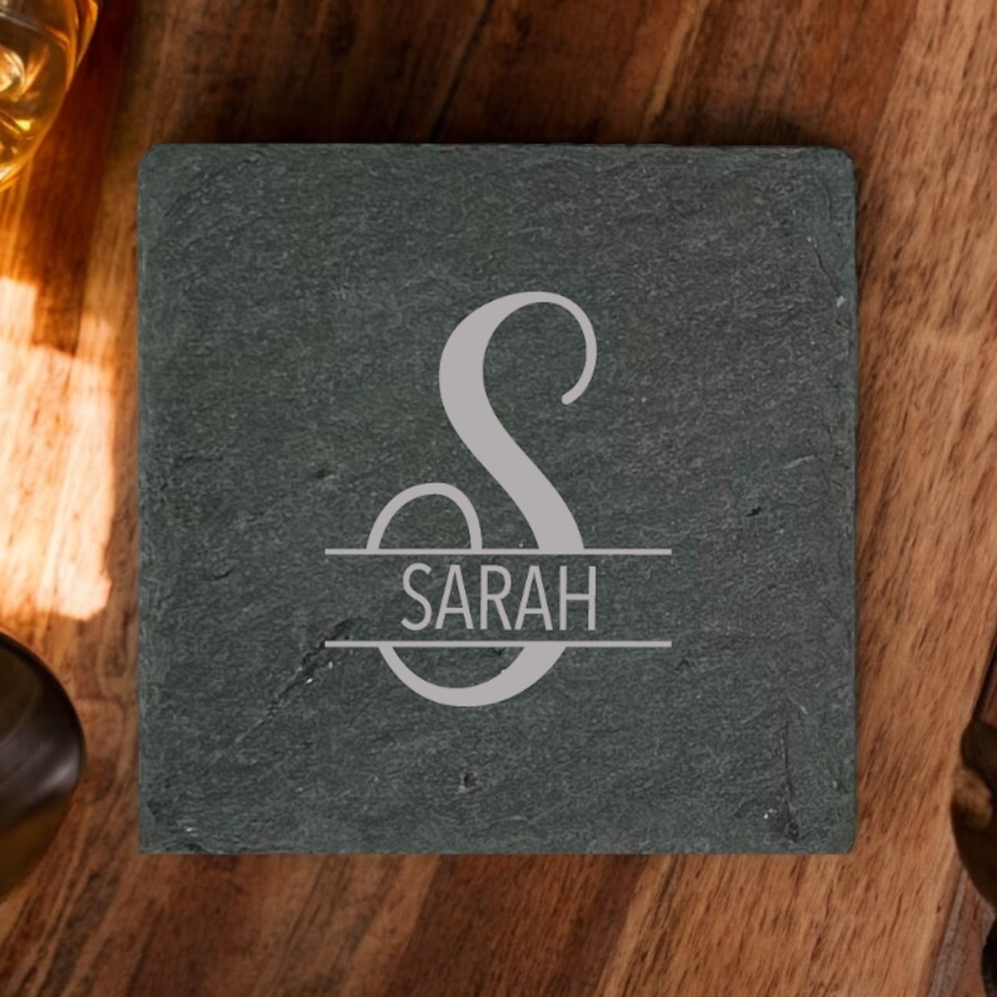 Custom Monogram Coaster Collection – 4 Pieces, Multiple Materials
