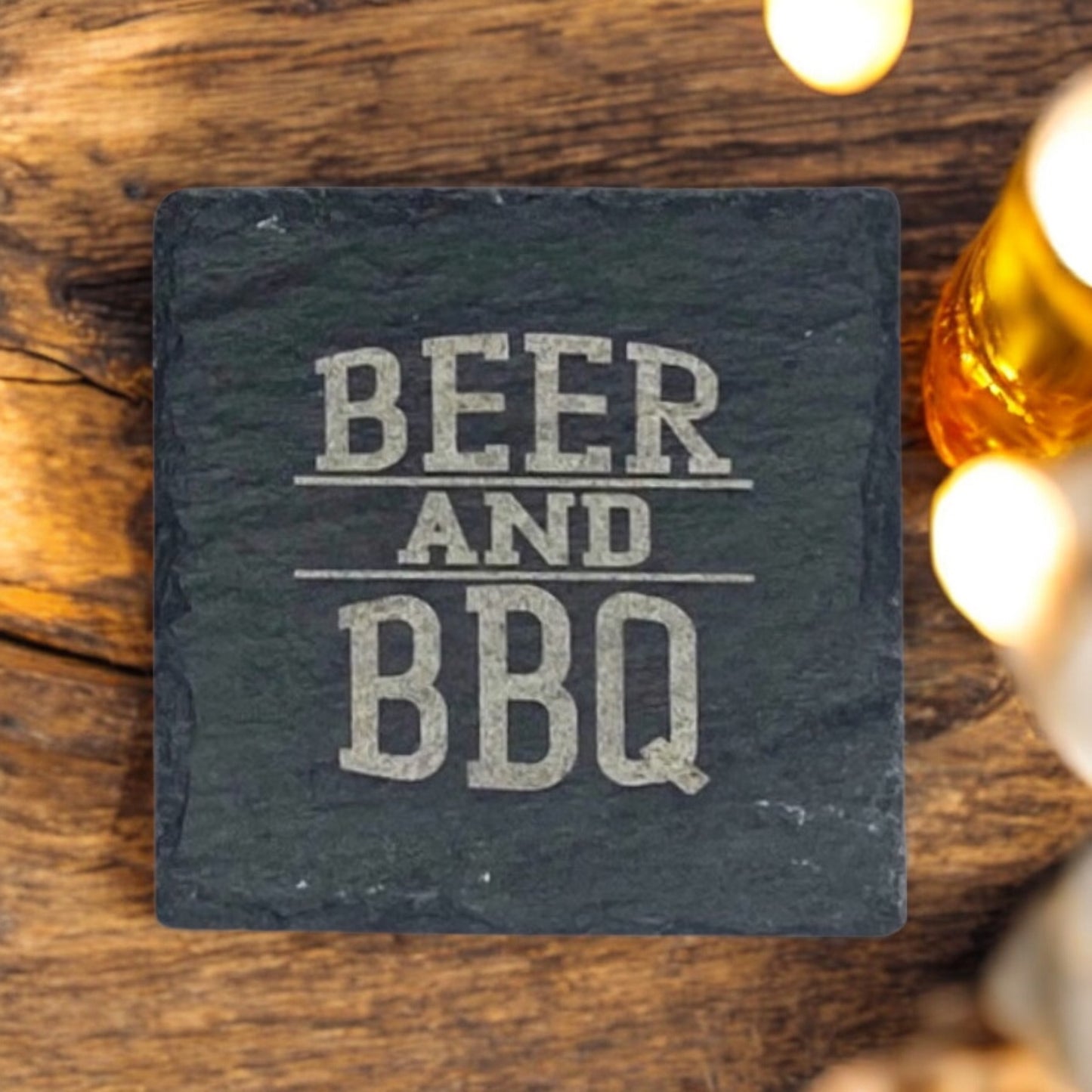 Beer & BBQ Coaster Collection – 4 Pieces, Multiple Materials