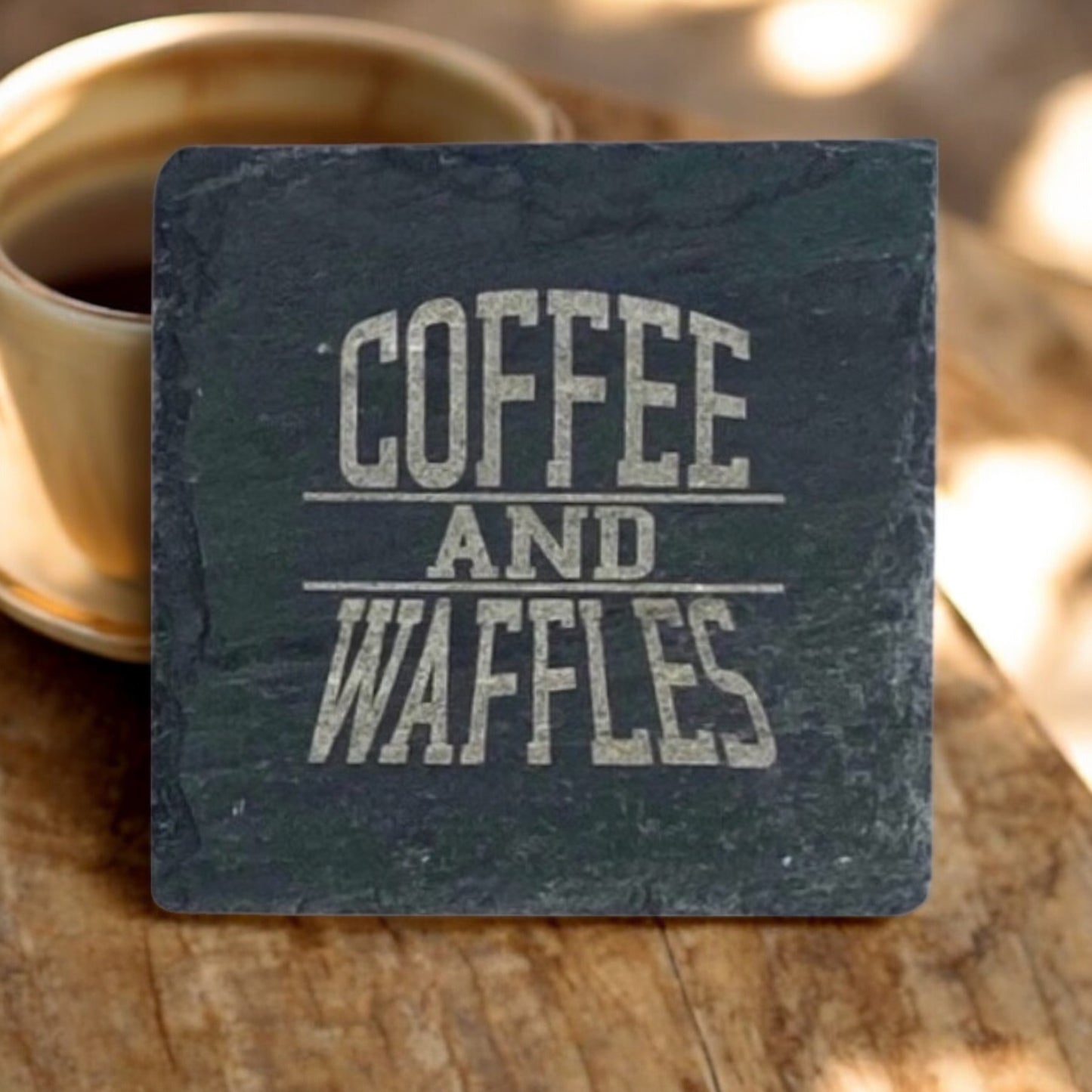 Coffee & Waffles Coaster Collection – 4 Pieces, Multiple Materials