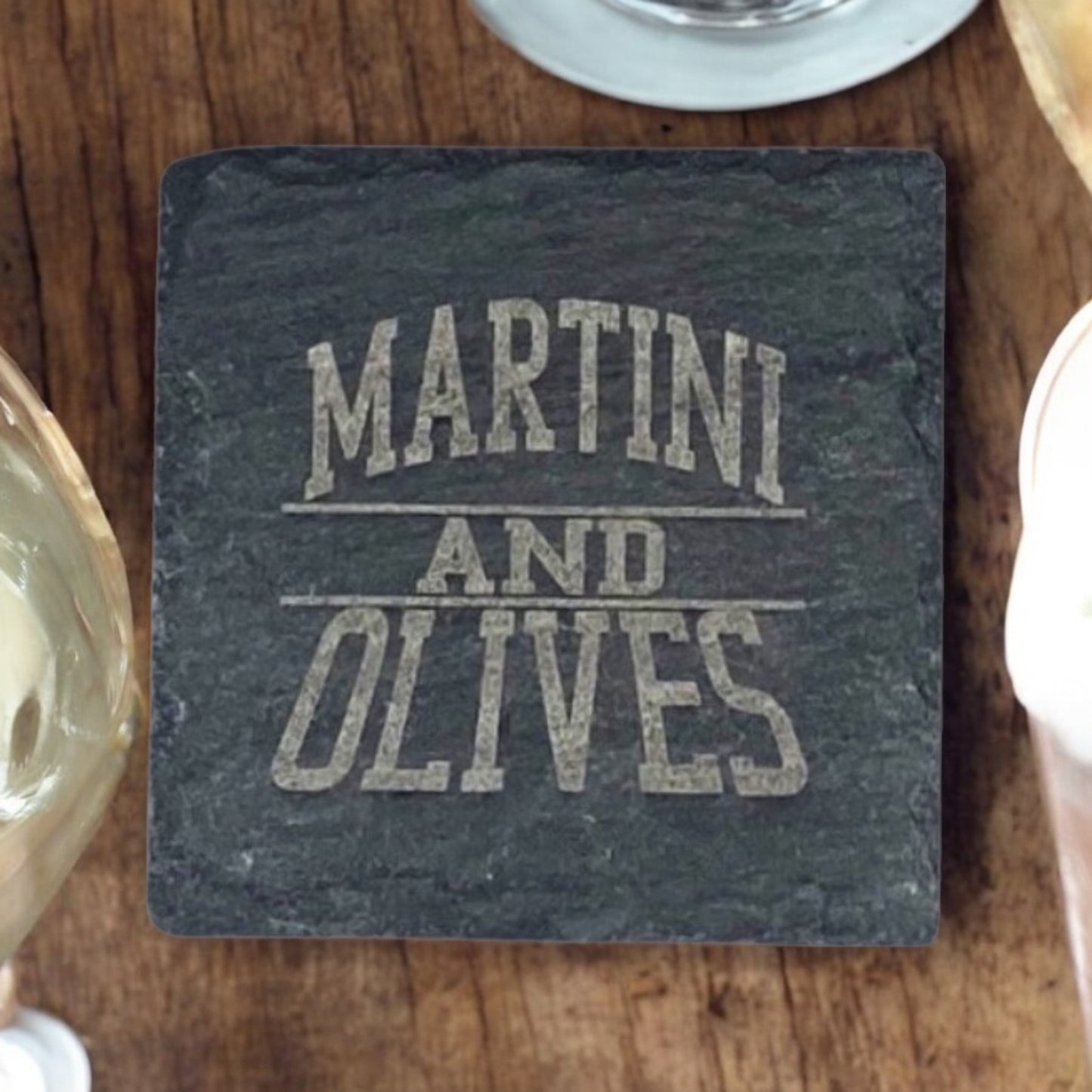 Martini & Olives Coaster Collection – 4 Pieces, Multiple Materials