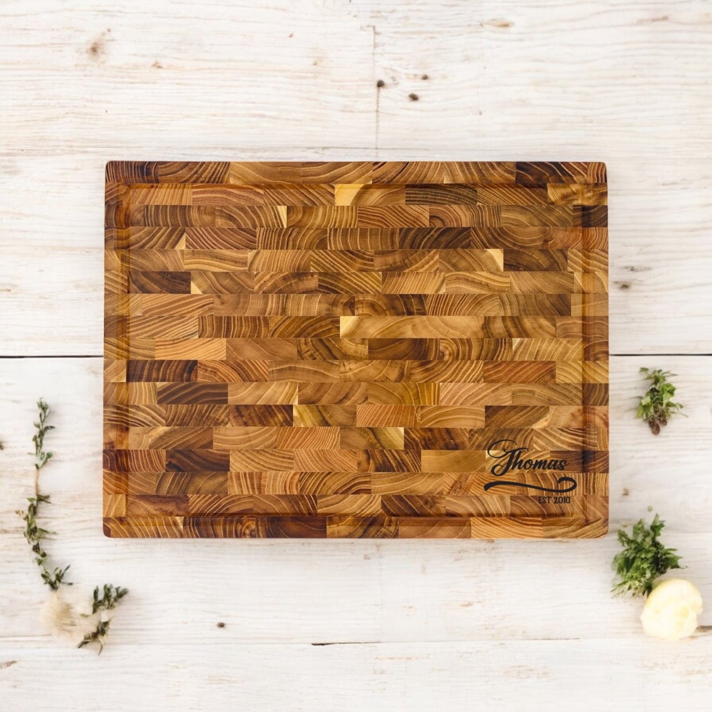 Heritage Curve Premium Teak End Grain Cutting Board
