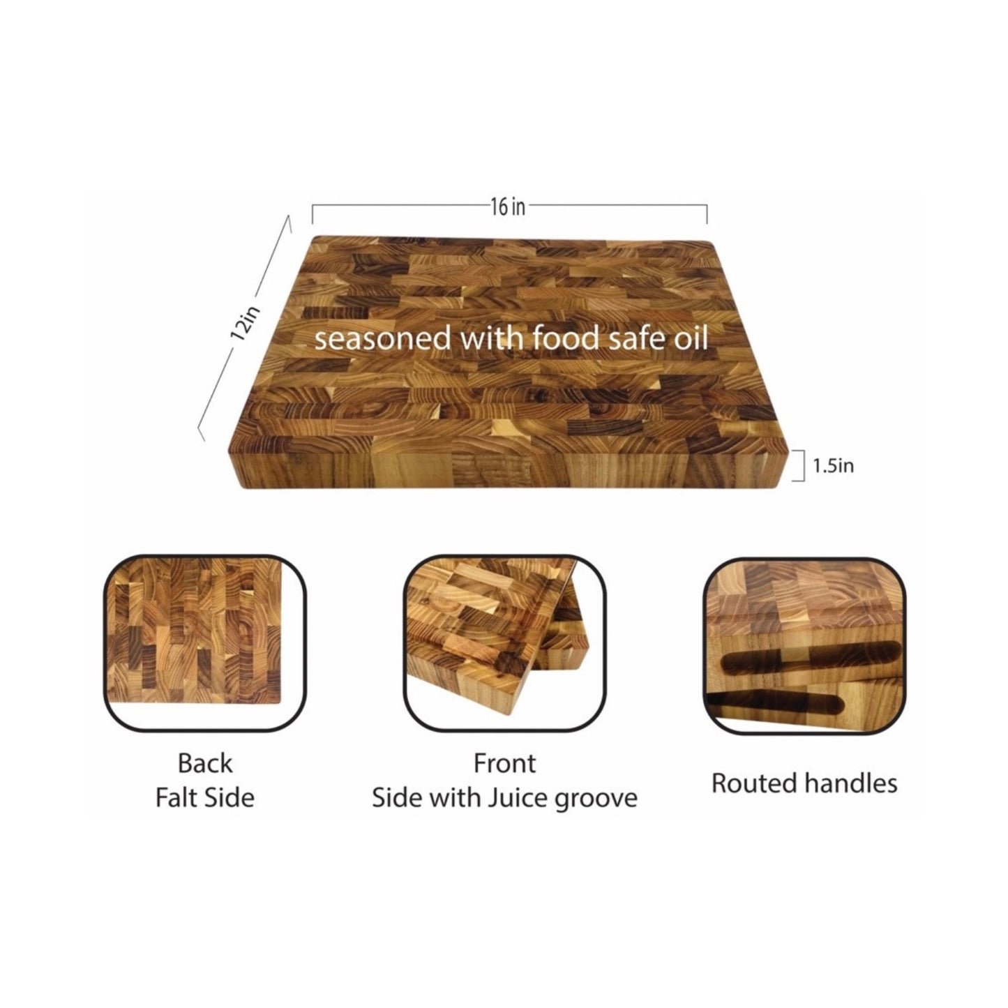 Initial Imprint Premium Teak End Grain Cutting Board