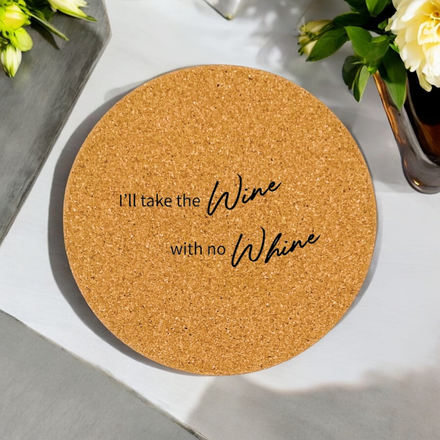 Wine Without Whine Coaster Collection – 4 Pieces, Multiple Materials
