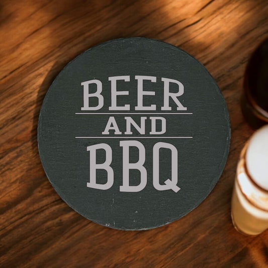 Beer & BBQ Coaster Collection – 4 Pieces, Multiple Materials